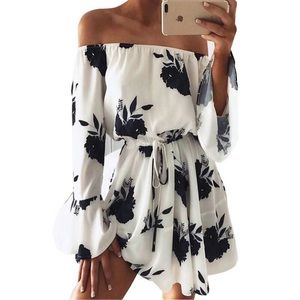 White dress with black florals